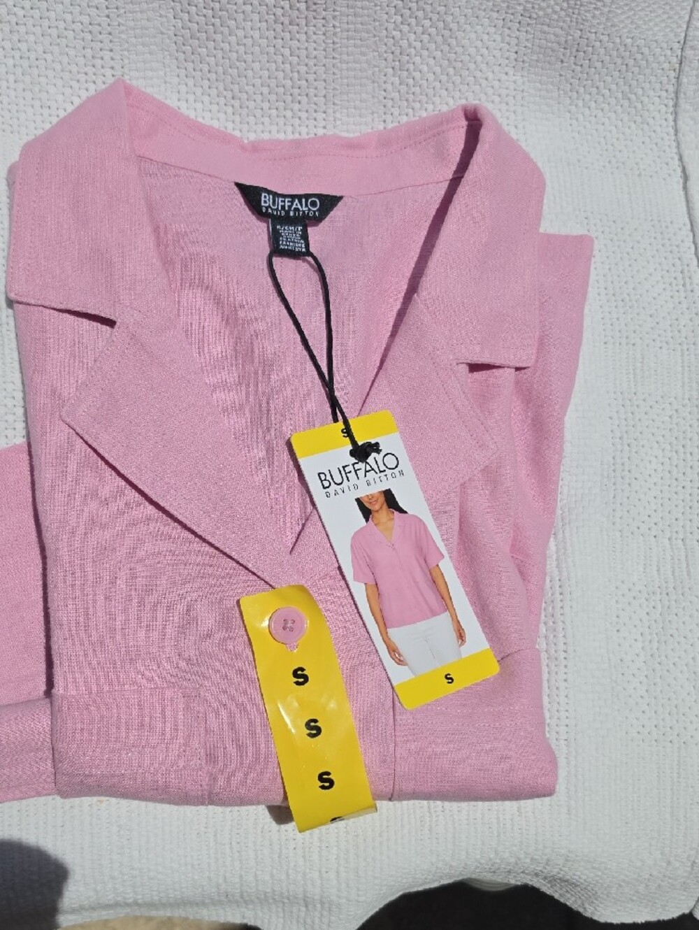 BUFFALO DAVID BITTON Light Pink Camp Collar Linen Shirt
